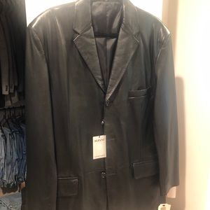 Mens black leather blazer- gorgeous.NWT